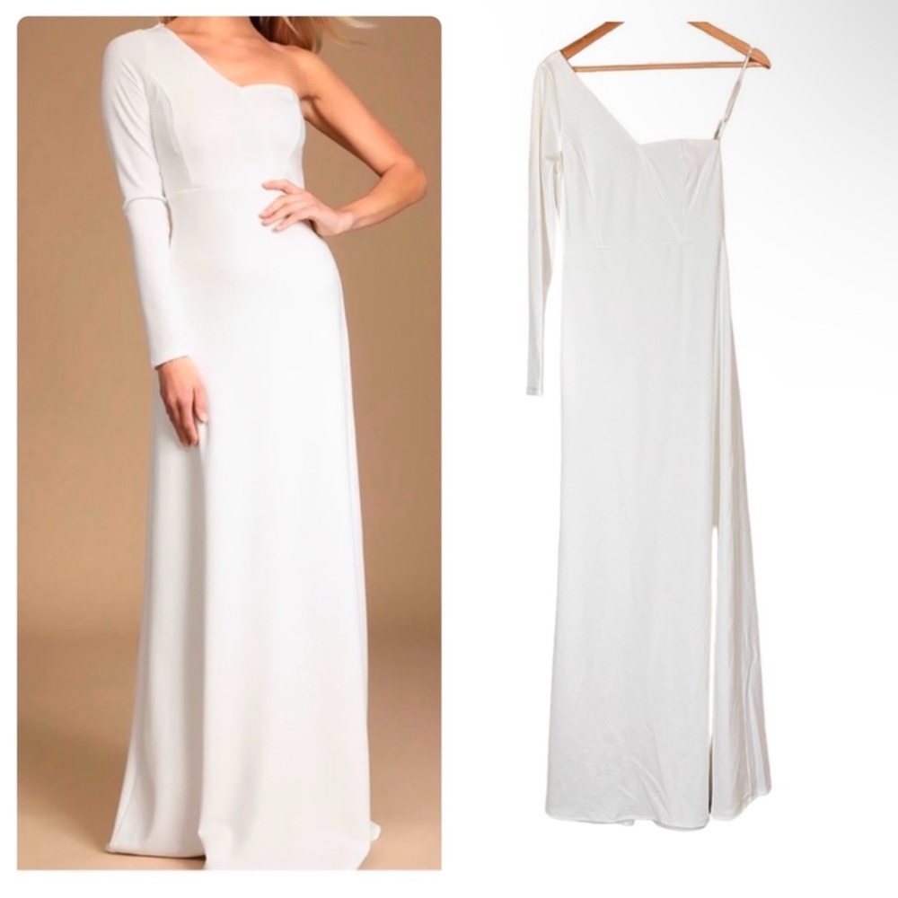 M Lulus One Shoulder White Dress